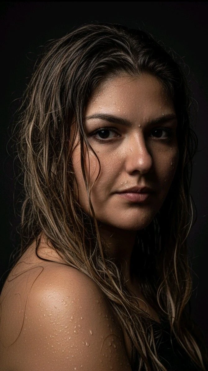 Retrato editorial dramático IA